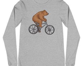 Bear On A Bike Funny Fitness Gift for Bear Lover T-Shirt - Unisex Long Sleeve