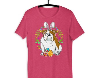 Adorable Bulldog In Bunny Ears for Easter Dog Lover T-shirt