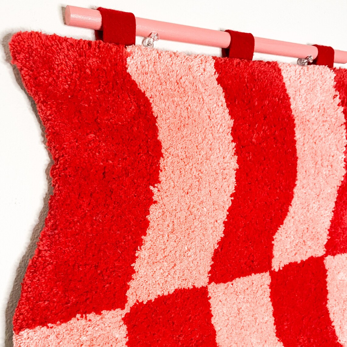 Wavy Checkered Wall Rug Checkerboard Handmade Tufted Rug Etsy