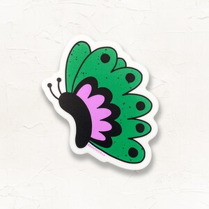 Butterfly Vinyl Sticker Hand Drawn Die Cut Sticker Cute Insect Laptop Decal Bug Drawing Bumper Sticker Gift for Gardener image 1