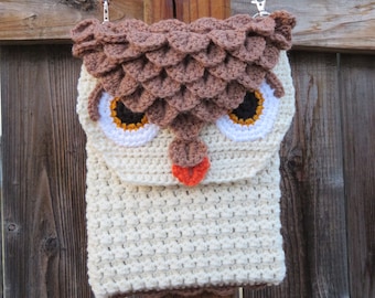 Owl purse crochet pattern, crossbody bag, owl feathers purse, crochet owl purse pattern, shoulder bag pattern, crochet design, barn owl