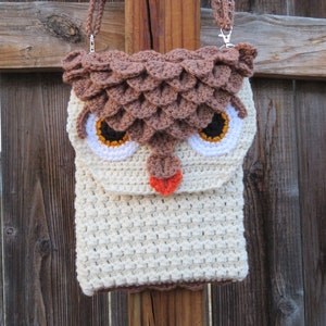 Owl purse crochet pattern, crossbody bag, owl feathers purse, crochet owl purse pattern, shoulder bag pattern, crochet design, barn owl