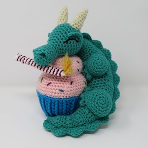 Dragon crochet pattern, Cupcake Dragon, birthday, printable pdf image 2