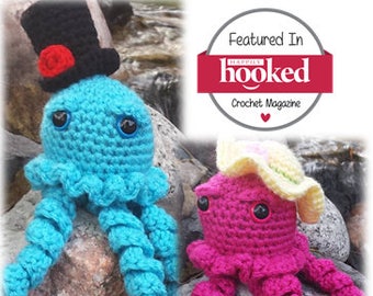 Crochet Jellyfish Pattern, top hat, bonnet, amigurumi jellyfish, crochet pattern