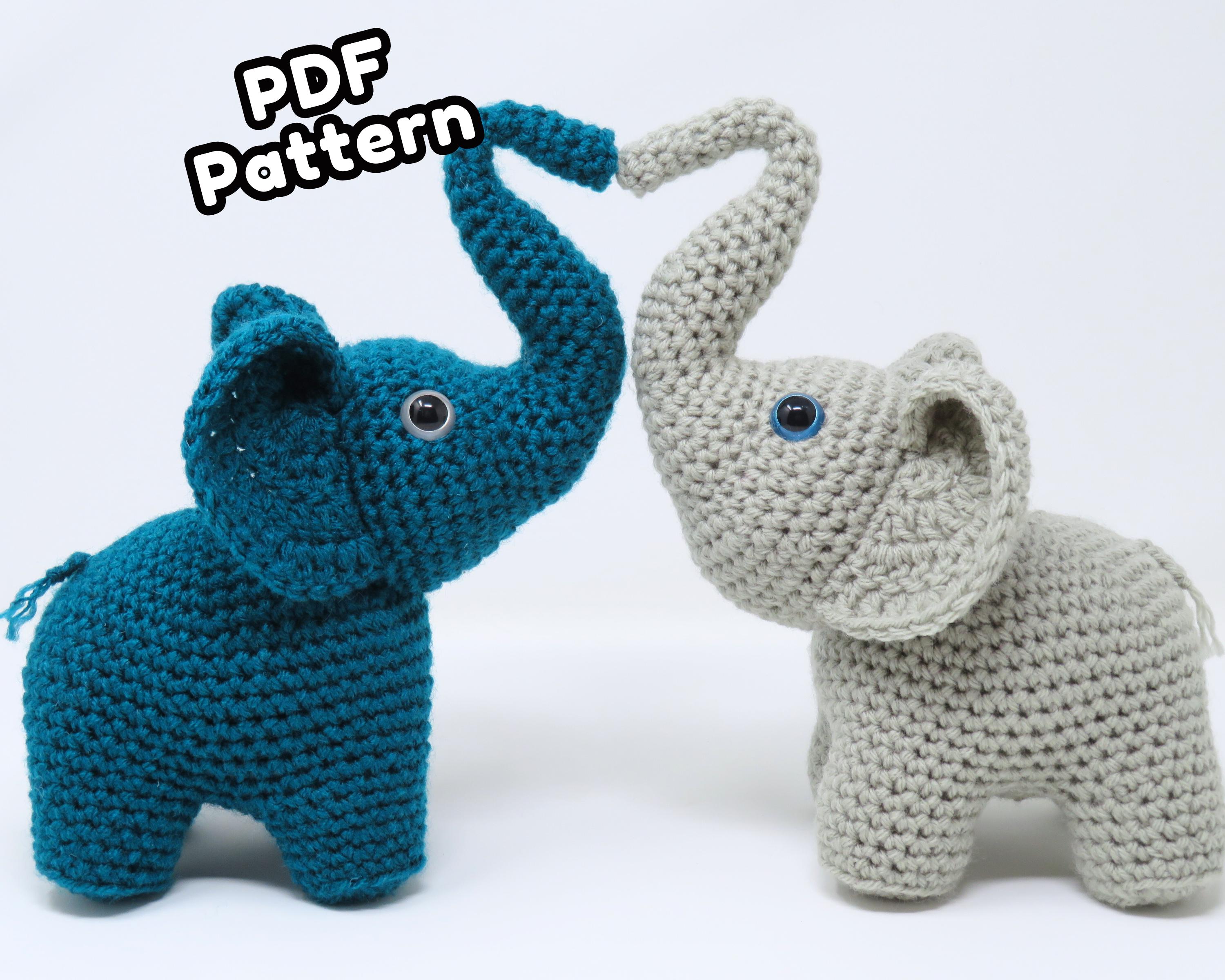 40 Elephant Crochet Patterns for Amigurumi, Plushies, Loveys, and Nursery Decor 6 Elephants with Heart Trunks