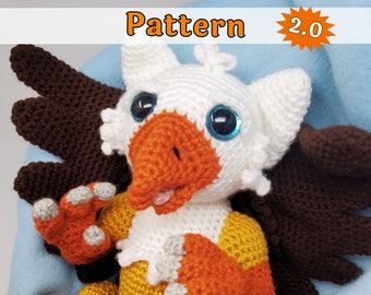 Newborn Gryphon Crochet Pattern, Scout the Baby Gryphon 2.0, printable pdf