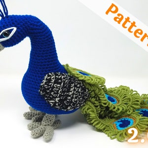 Realistic Peacock Crochet Pattern amigurumi, Regal the Peacock image 1