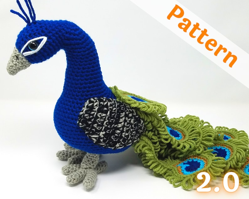 Realistic Peacock Crochet Pattern amigurumi, Regal the Peacock image 1