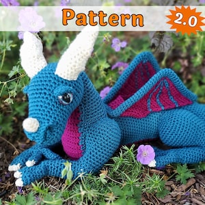 Dragon Crochet Pattern, Large Amigurumi, Vincent the Dragon, printable PDF