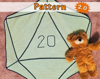 D20 Dice Baby Blanket Crochet Pattern, printable pdf