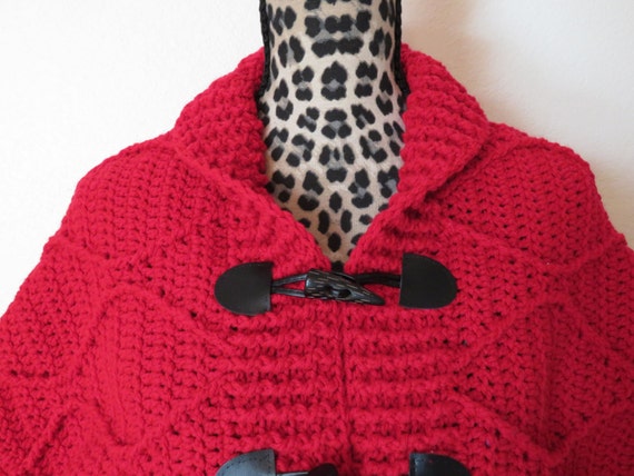 Cabled Shawl Cape Crochet Pattern With Toggle Buttons Printable Pdf