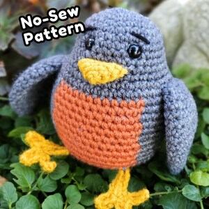 Virkmönster för amigurumi-röd fågel utan symönster i PDF-format