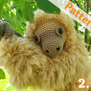 Large Sloth amigurumi crochet pattern 2.0, Amelia, printable pdf image 1