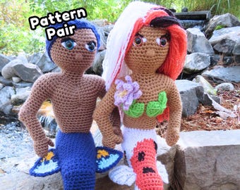 Mermaid Pair Amigurumi Pattern Set - Boy and Girl Pattern PDFs