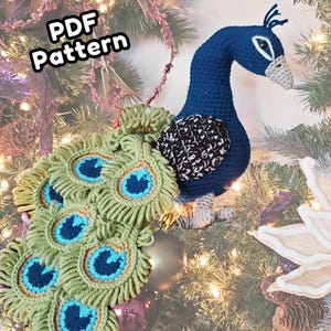 Wzór na szydełko pawia, realistyczny amigurumi, królewski, do druku w formacie PDF