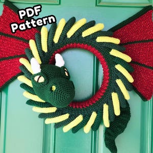 Dragon Wreath Crochet Pattern • Fantasy Home Décor • Christmas PDF