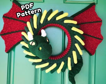 Dragon Wreath Crochet Pattern | Fantasy Home Décor | Christmas PDF