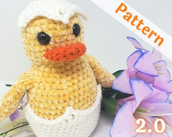 Fluffy Hatching Duckling Crochet Pattern, velvet yarn, printable pdf