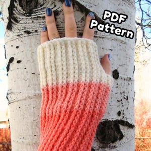 Crochet Pattern, Sweater Mitts, Fingerless Gloves, printable .pdf image 1