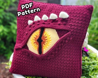 Drachenauge Kissen Häkelanleitung • Fantasy Wohn Dekor • Halloween Kissen PDF