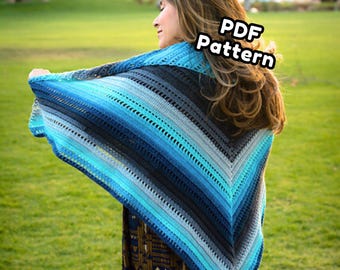 Set gehaakt patroon Adrift Triangle-sjaal, afdrukbaar .pdf