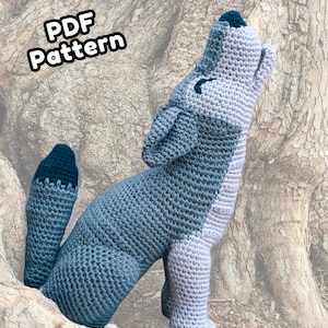 Wolf Crochet Pattern Amigurumi Howling Plush, printable pdf