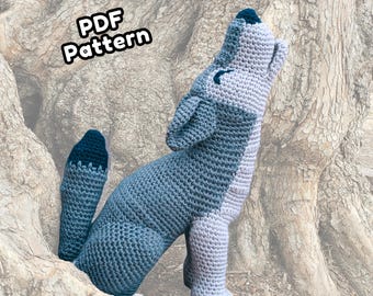 Wolf Crochet Pattern Amigurumi Howling Plush, printable pdf