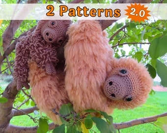 Sloth, Momma and Baby Crochet Patterns, Amelia and Dell, printable pdf