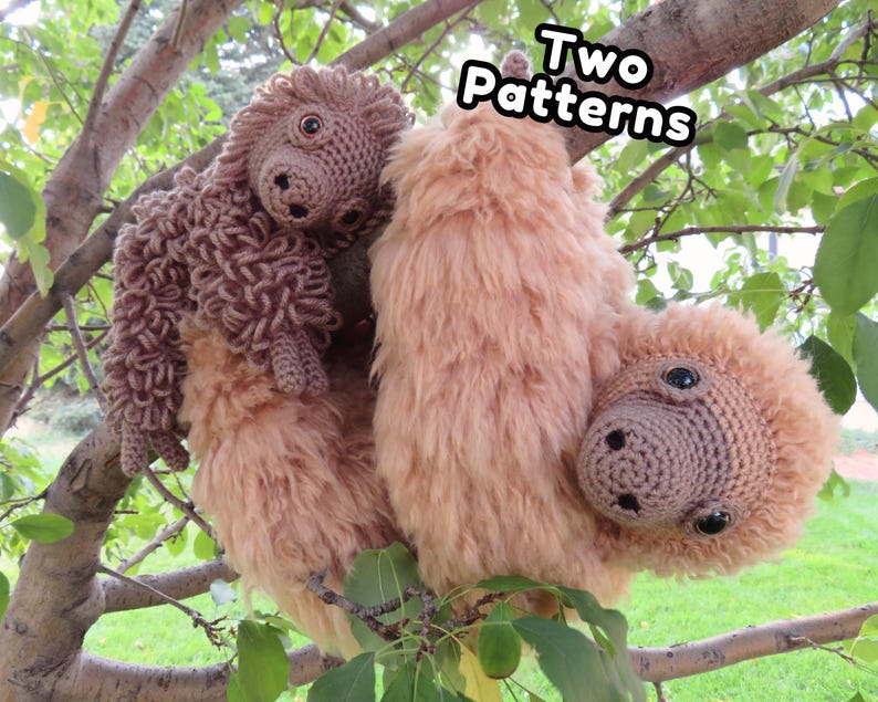 Sloth, Momma and Baby Crochet Patterns, Amelia and Dell, Printable Pdf ...