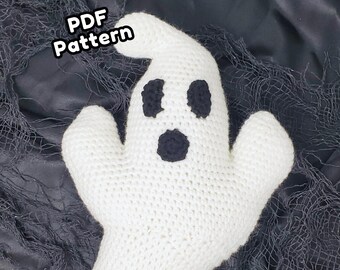 Patrón de ganchillo de fantasma, cojín clásico de Halloween, PDF sin costuras