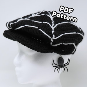 Patrón de gorro de repartidor de periódicos de telaraña a crochet: gorro de Halloween (patrón PDF)