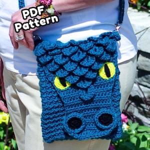 Dragon Cross-body Bag Pattern PDF - Easy Aran Yarn Purse Handbag