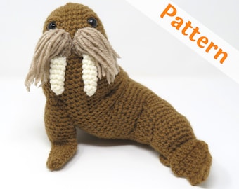 Walrus Crochet Pattern, Amigurumi, Walter the Walrus, printable pdf