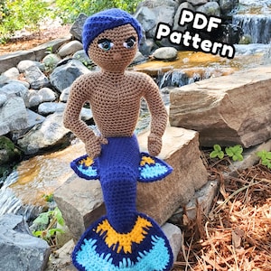 Crochet Mermaid Male Doll Pattern - Betta Fish Merman - Digital PDF