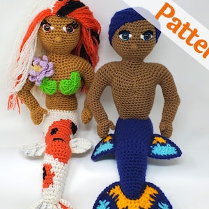 Twos Mermaid Amigurumi Patterns, Koi Mermaid and Betta Merman