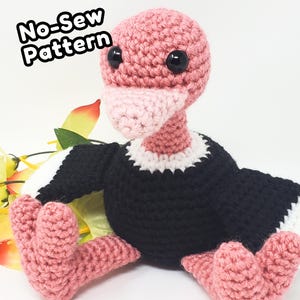 No-Sew Ostrich Plüsch Häkelanleitung, Ophelia der Strauß pdf zum ausdrucken