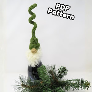 Corkscrew Gnome Bottle Topper Crochet Pattern, printable pdf