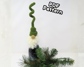 Corkscrew Gnome Bottle Topper Crochet Pattern, printable pdf