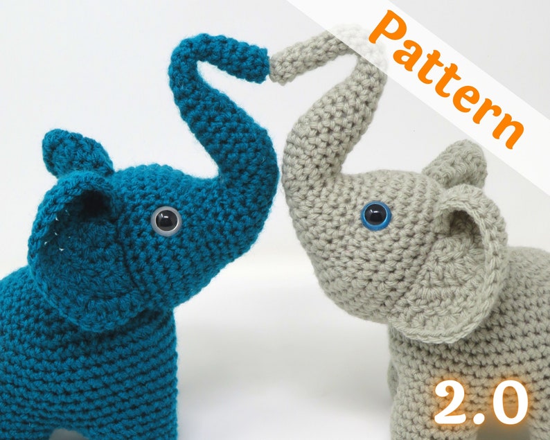 Elephants in Love Crochet Pattern, printable pdf image 1