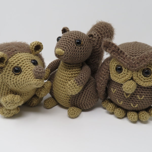 Hygge Woodland Critters amigurumi 3 crochet patterns, printable .pdf