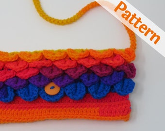 dragon clutch crochet pattern, dragon scale hand bag, printable .pdf