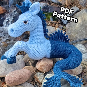 Virkat Hippocampus Amigurumi-mönster – Merhorse Mythical Plush PDF