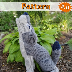 Wolf Crochet Pattern Amigurumi Howling Plush, printable pdf