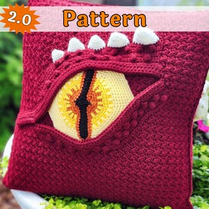 Dragon Eye Pillow Pattern PDF - Intermediate Aran Yarn Textured Square 3D