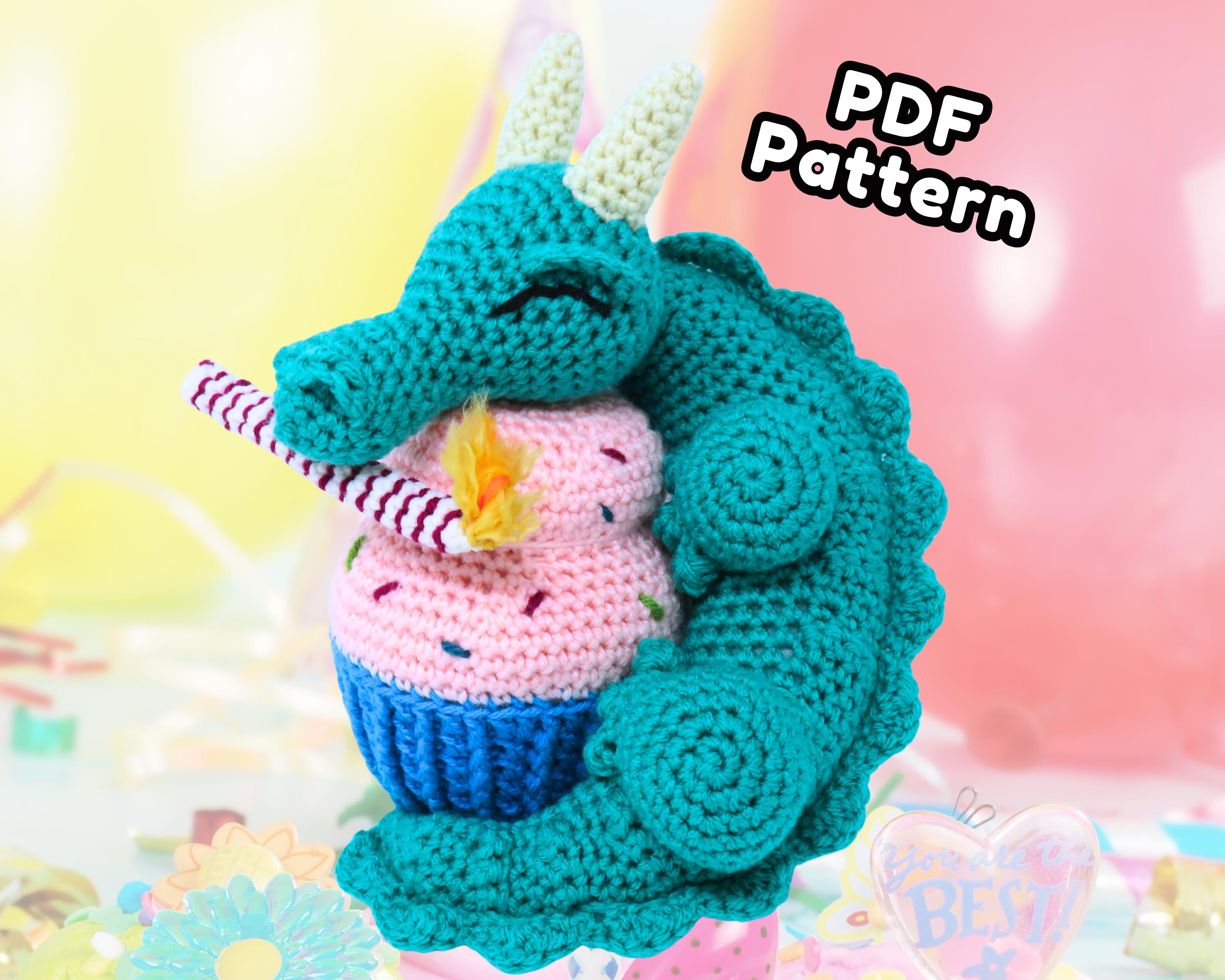 36 Crochet Birthday Gifts with Angels, Gnomes, Bouquets, and Keychains 10 Birthday Dragon Cupcake Amigurumi