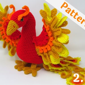 Phoenix Amigurumi Crochet Pattern, Wings Open, printable pdf