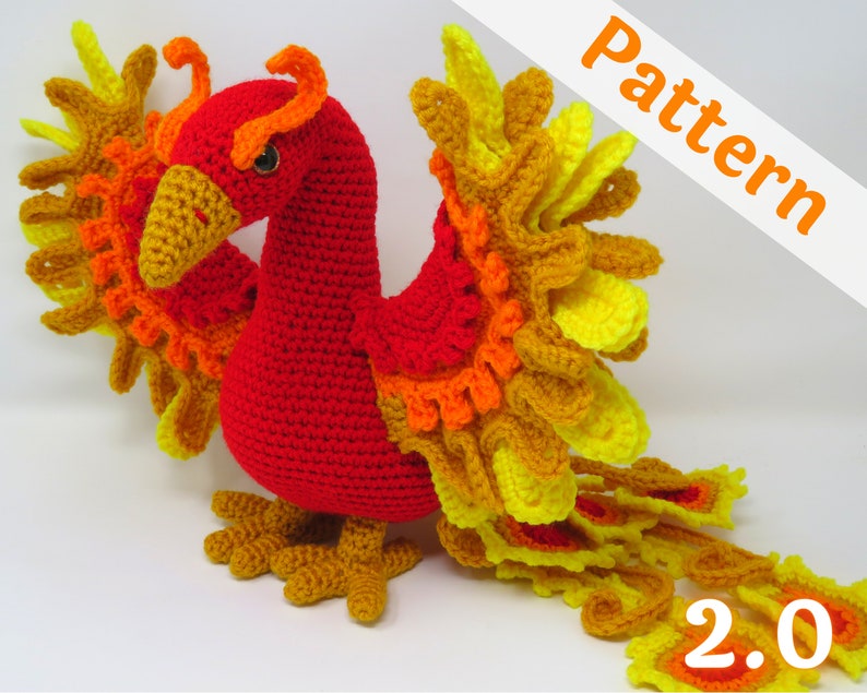 Phoenix Crochet Pattern, Ember, printable pdf image 1