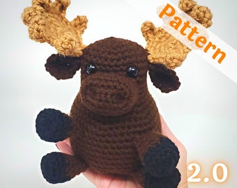 No-Sew Moose Plush Crochet Pattern, Morris the Moose Amigurumi, printable pdf
