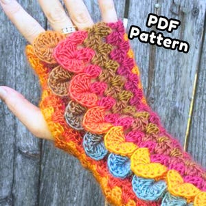 Dragon Scale Stripe Mitts Pattern PDF - Intermediate Aran Yarn
