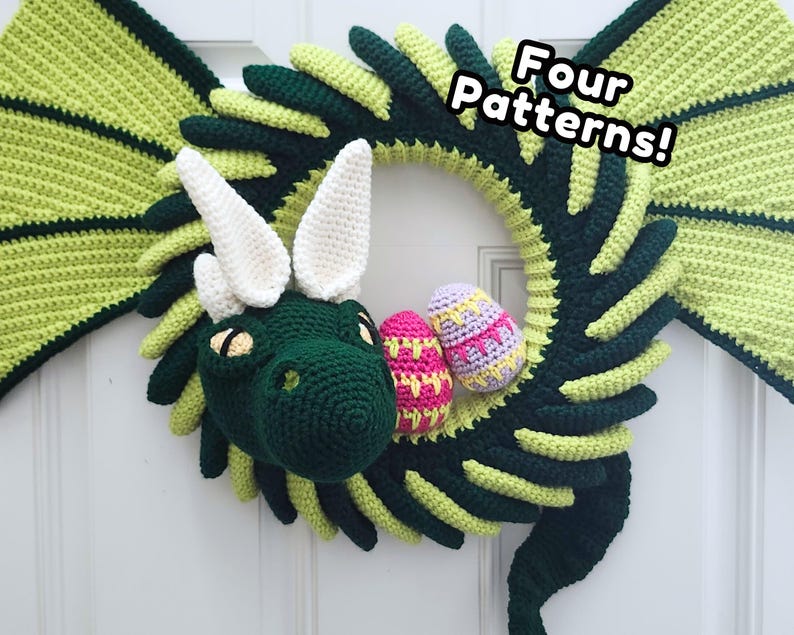 Drachenkranz Frühlingsflair Set - Häkelanleitung, Weihnachtskranz und Dekorationen Bild 1